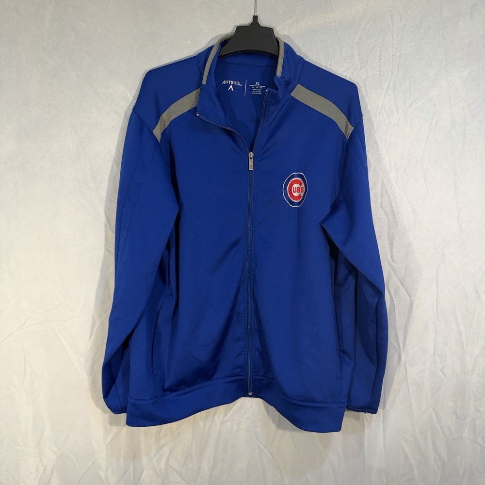 Chicago Cubs Full Zip Jacket XL Navy Blue Embroidered Logo Antigua MLB Stretch